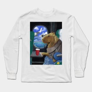 Capybara travelling on a plane Long Sleeve T-Shirt